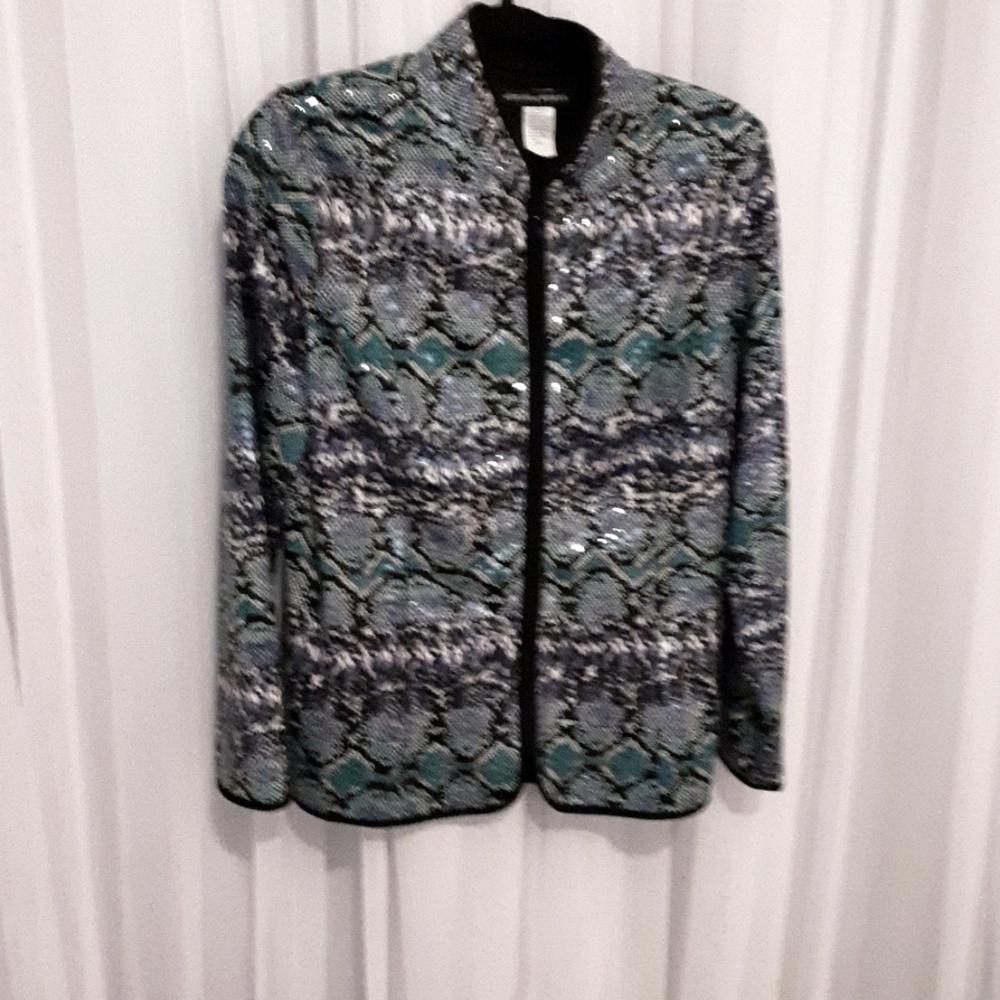 Zip front sequin jacket